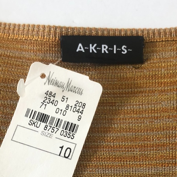Akris Tangerine Yellow Striped Short Sleeve Top